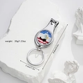 Macro view of nail clipper keychain with American flag eagle design and size dimensions - Vintage Eagle Flag (Style 10)