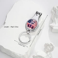 Detail view of multifunctional nail clipper keychain with American eagle and flag design - Eagle Flag USA Text (Style 11)