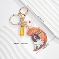 Detailed view of Basset Hound dog keychain with golden tassel and memorial text - Basset Hound (Style 5)