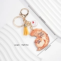 Detail of dog memorial keychain with leather tassel and heart-shaped pendant - Pomeranian (Style 8)