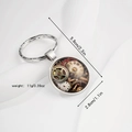 Porte-clés steampunk vintage avec pendentif en verre de 2,8cm et motif d'engrenage - Style Horloge Engrenage (1)