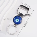 Silver evil eye bottle opener keychain pendant with blue glass dome for Father's Day - Bottle Opener Keychain (Blue Evil Eye)