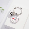 Silver cardinal bird keychain with heart pendant and sentimental memorial message - Cardinal on Branch Heart Memorial (01)