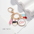 Porte-clés infirmière médical avec pompon rose et breloque stéthoscope en métal doré - Style Infirmière Médicale (05)