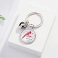 Porte-clés cardinal en argent avec breloque cœur et citation sur pierre blanche - Visiteur du Ciel Cardinal Style (06)