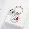 Porte-clés cardinal en argent avec cœur et pendentif commémoratif en verre poli - Compagnon Chaleureux Cardinal Style (07)