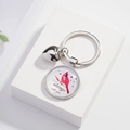 Porte-clés Oiseau Cardinal Rouge avec Cœur et Citation I am Always With You - Citation Cœurs Roses Cardinal Style (09)