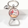 Kardinalvogel Schlüsselanhänger Flaschenöffner mit Herz und 'I am always with you' Spruch - Rosa Hintergrund Kardinal Gefährte Stil (10)