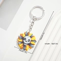 Creative Halloween sunflower skull keychain with yellow petals and silver metal ring - Sunflower Skeleton