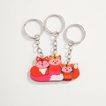 Niedliches Fuchs-Familie Schlüsselanhänger-Set aus Holz für Taschen und Geschenke mit drei Füchsen - Fuchs-Familienstil
