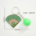 Baseballfeld Acryl Schlüsselanhänger mit Tennisball Anhänger inklusive Maßen - Baseballfeld-Stil (Rugby)