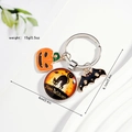 Detail von Halloween Schlüsselanhänger mit Kürbis, schwarzer Katze und Fledermaus Anhänger - Halloween Multi-Anhänger-Stil