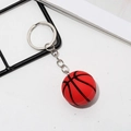 Creative red mini basketball keychain with black textured lines and silver metal ring - Basketball