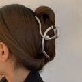 Elegante pinza para el cabello plateada con perla para mujer accesorio minimalista - Plateado
