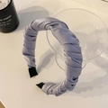 Lilac purple satin pleated headband with a high-top design and soft scrunchie texture - Purple (C-1170-2 Blue)