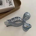 Pinza per capelli a fiocco blu scuro traslucido con elegante design 3D a strati - Grigio Blu