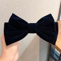 Elegante pinza para el pelo de terciopelo azul marino con lazo grande doble para mujer - Pinza para el Cabello Negra (k101-1)