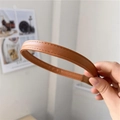 Simple brown PU leather headband with elegant hand-stitched detailing for women - Coffee (C-1163-3)