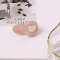 Fermaglio per capelli quadrato rosa marmorizzato con cuore di perla e base - Rosa