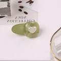 Molletta per capelli in resina marmorizzata verde con cuore perlato per uno stile chic - Verde