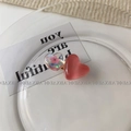 Mollette per capelli a forma di cuore con fiori secchi rosa in resina e cuore color pesca - Rosa