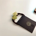 Brown high-elastic hair tie with geometric square and pale green heart charms on card - High Elasticity (A-3174-5) / Beige