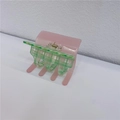 Large pink and green checkered hair claw clip made of premium acetate for women - Pink and Green