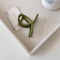 Pinza per capelli in resina verde Morandi lucida per acconciature eleganti - Stile a Croce (B-2448-3) / Verde / 8cm
