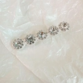 Elegante fermaglio per capelli in argento con cinque strass di cristallo su bianco - Stile Diamante Flash (D-4250-1闪钻)