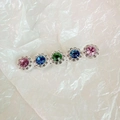 Elegante fermaglio per capelli in argento con cinque cristalli colorati e piccoli strass - Stile Diamante Colorato (D-4250-2彩钻)