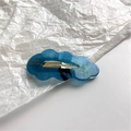 Fermaglio per capelli a nuvola in acrilico blu marmorizzato con base in metallo - Marmo Blu (B-2321-4)