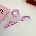 Elegant purple translucent heart hair claw clip for thick hair styling and accessories - White Heart
