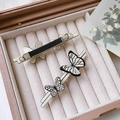 Elegantes Schmetterlings-Haarspangen-Set mit Schwarz-Weiß-Mustern in einer Schmuckschatulle - Schmetterling Federclip(B-2330-1)