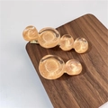 Barrettes à cheveux en résine ambrée avec texture nacre sur plateau en bois - Orange (B-2294-5)