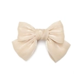 Elegant cream beige satin oversized bow hair clip with a smooth glossy finish for women - Apricot