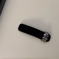 Elegant row-set rectangular crystal ring on black velvet display with silver finish - Black BB Clip (D-4895-2)