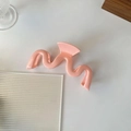 Pince à cheveux ondulée rose crème minimaliste au design mat large élégant - Rose (D-4301-7)