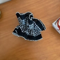 Detailed macro view of black and white checkered scrunchie with white delicate lace trim - Black White Checkered (D-5026-2 Black)
