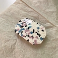 Fermaglio per capelli in acetato blu con motivo a terrazzo e design a taglio gemma - Stile Terrazzo Colorato (D-4344-3)