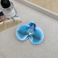 Elegant blue orchid hair clip with gradient silk petals and pearl center for women - Blue Orchid Side Hair Clip (D-5088-1)