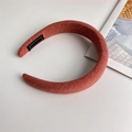 Thick knit orange sponge headband with shimmering lurex thread and anti-slip lining - Thickened Wide-Brim Style / Orange Red