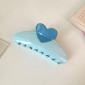 Pinza para el pelo grande con corazón azul en colores contrastados para peinados elegantes - Azul Hielo Con Corazón Azul Oscuro (D-4269-1)