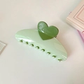 Pinza para el pelo corazón extra grande 13cm en diseño bicolor menta y verde oscuro - Verde Claro Con Corazón Verde Oscuro (D-4269-2)