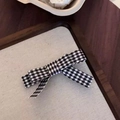 Fermaglio per capelli con fiocco a quadretti bianchi e neri dal design rétro francese - Nero