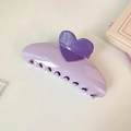 Pinza de pelo lavanda grande de 13cm con detalle de corazón púrpura oscuro para mujer - Púrpura Claro Con Corazón Púrpura Oscuro (D-4269-4)