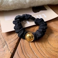 Coletero negro clásico con elegante hebilla redonda de metal dorado espejo - Coletero Negro (B-2585-4)