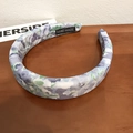 Cerchietto largo artistico con motivo floreale pittura a olio blu e verde donna - Cerchietto (D-5215-1)