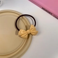Barrette à cheveux nœud jaune crème mignon avec élastique marron pour la coiffure quotidienne - Chouchou Jaune