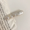 Minimalist French acetic hair clip in cream marble texture with France Handmade text - Pearl White