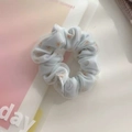 Elastico per capelli in organza azzurro con stampa a margherite stile balletto - Small Blue (A-3118-5)